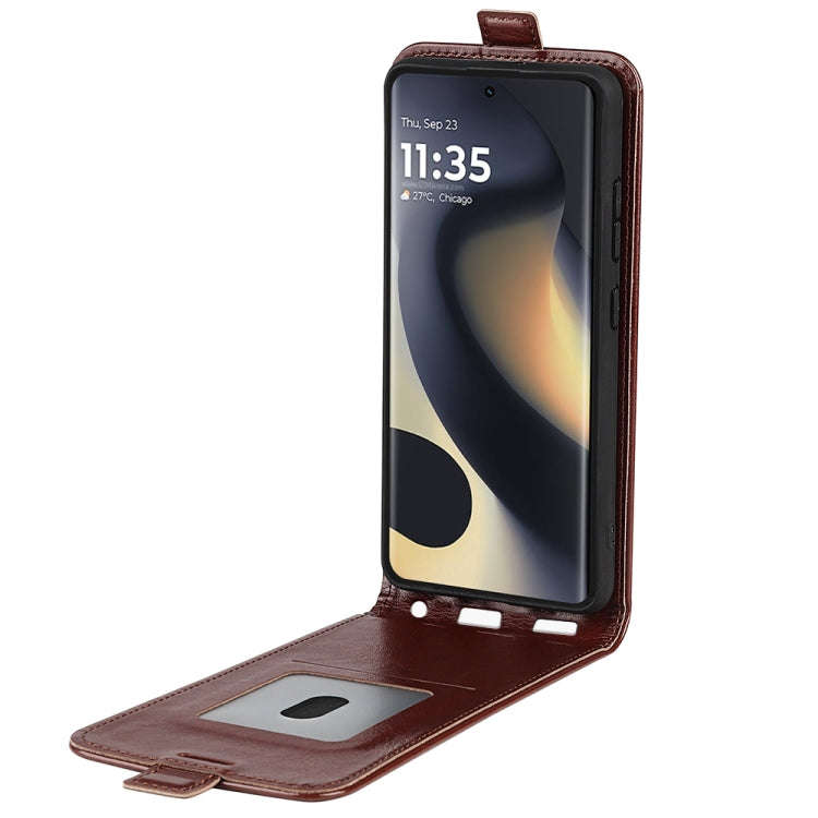 For Motorola Edge 5G 2024 R64 Texture Single Vertical Flip Leather Phone Case(Brown)