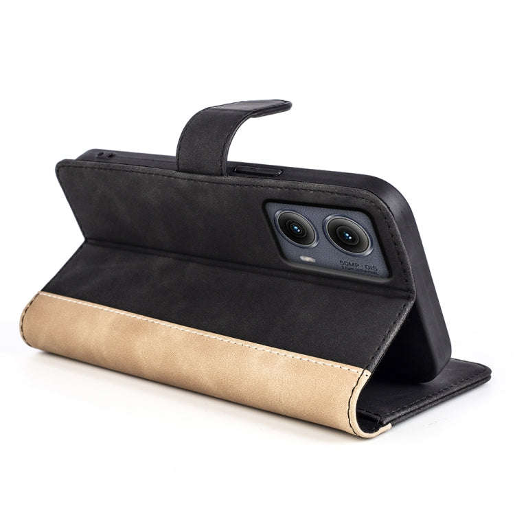 For Motolora Edge 5G 2024 Stitching Horizontal Flip Leather Phone Case(Black)