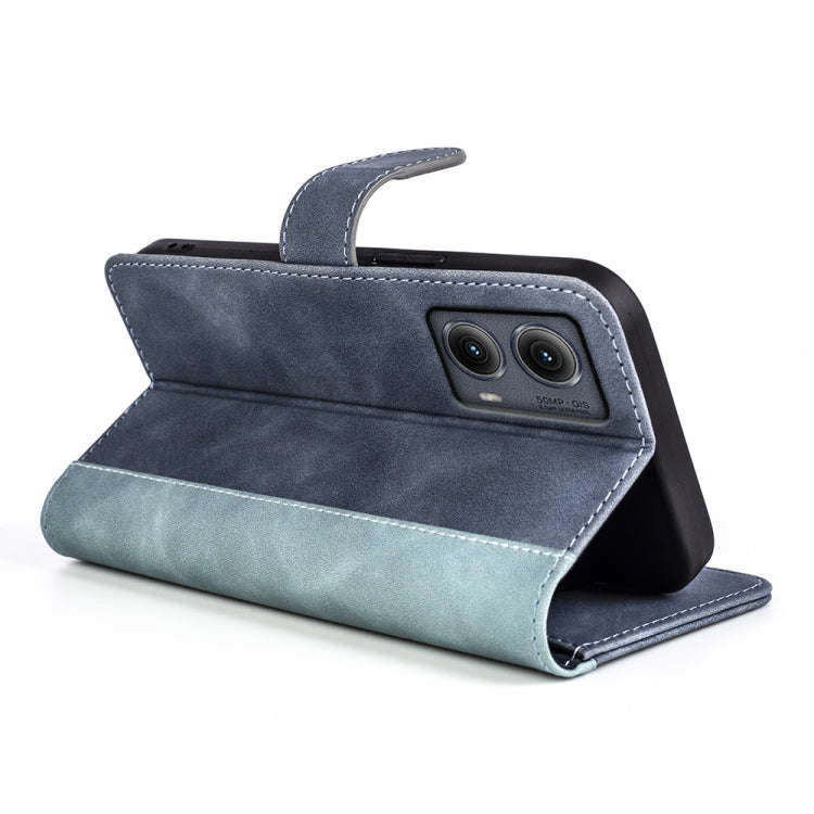 For Motolora Edge 5G 2024 Stitching Horizontal Flip Leather Phone Case(Blue)