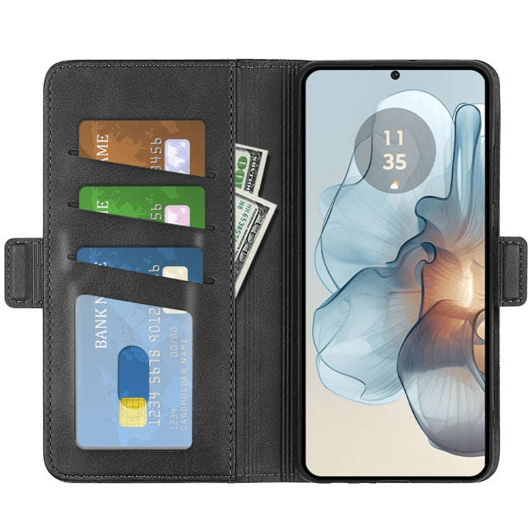 For Motorola Moto G24 Power Dual-side Magnetic Buckle Horizontal Flip Leather Phone Case(Black)