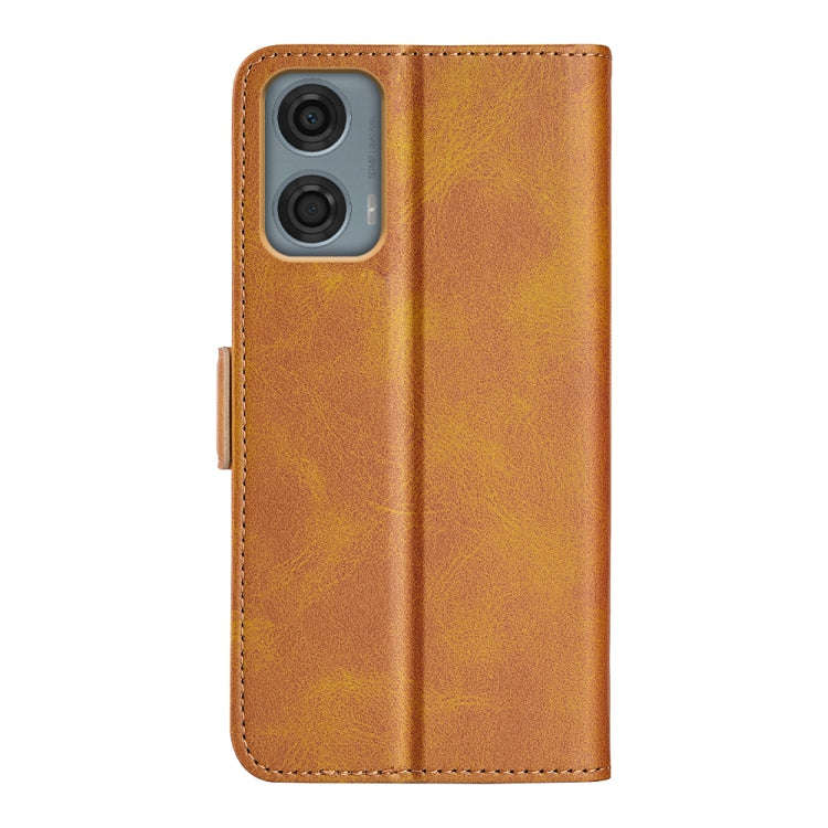 For Motorola Moto G24 Power Dual-side Magnetic Buckle Horizontal Flip Leather Phone Case(Yellow)