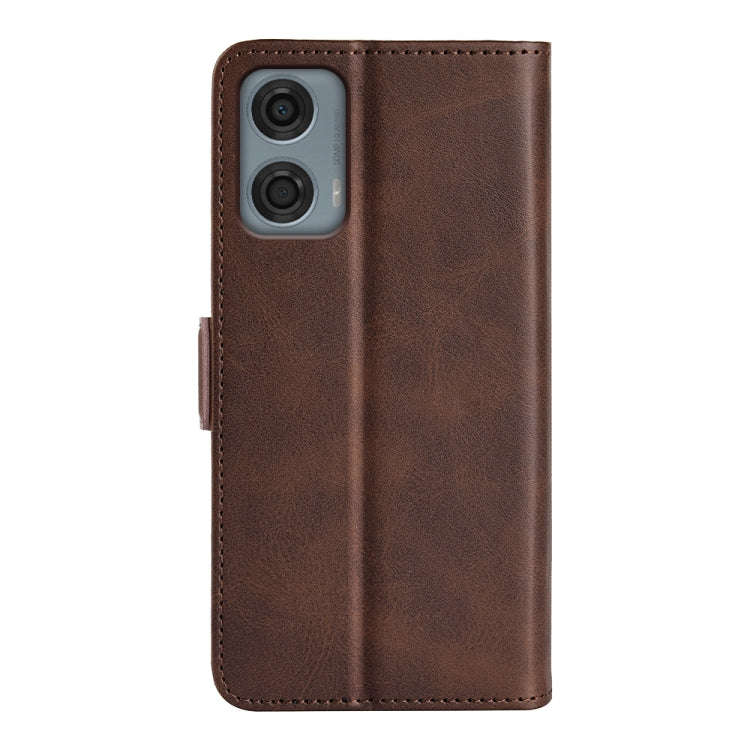 For Motorola Moto G24 Power Dual-side Magnetic Buckle Horizontal Flip Leather Phone Case(Brown)