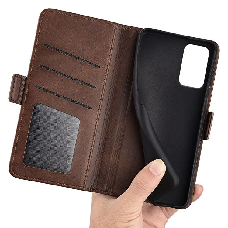 For Motorola Moto G24 Power Dual-side Magnetic Buckle Horizontal Flip Leather Phone Case(Brown)