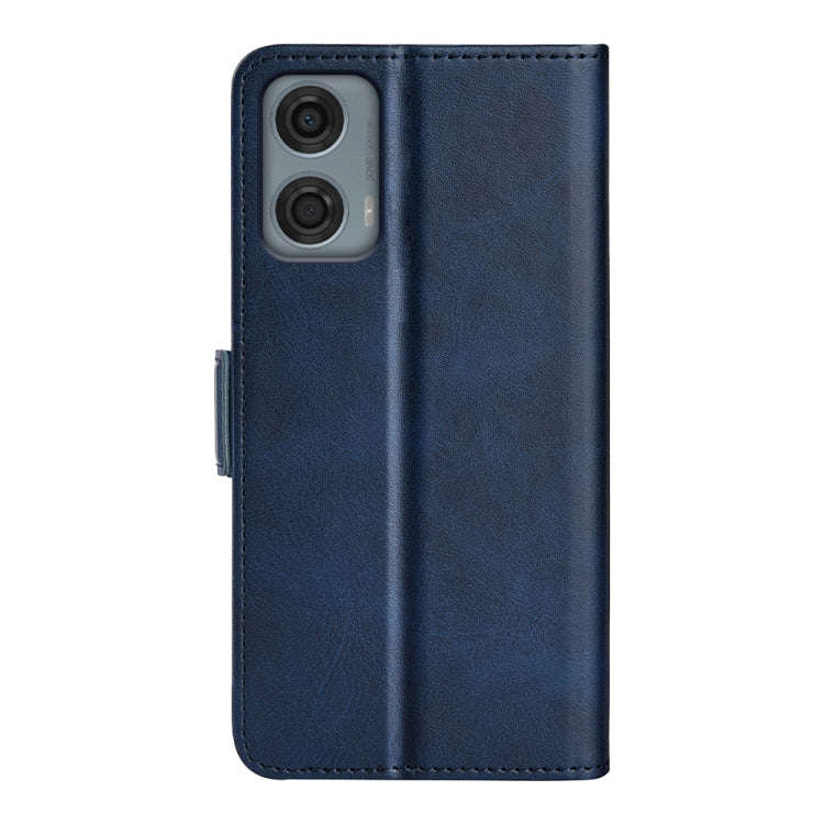 For Motorola Moto G24 Power Dual-side Magnetic Buckle Horizontal Flip Leather Phone Case(Dark Blue)