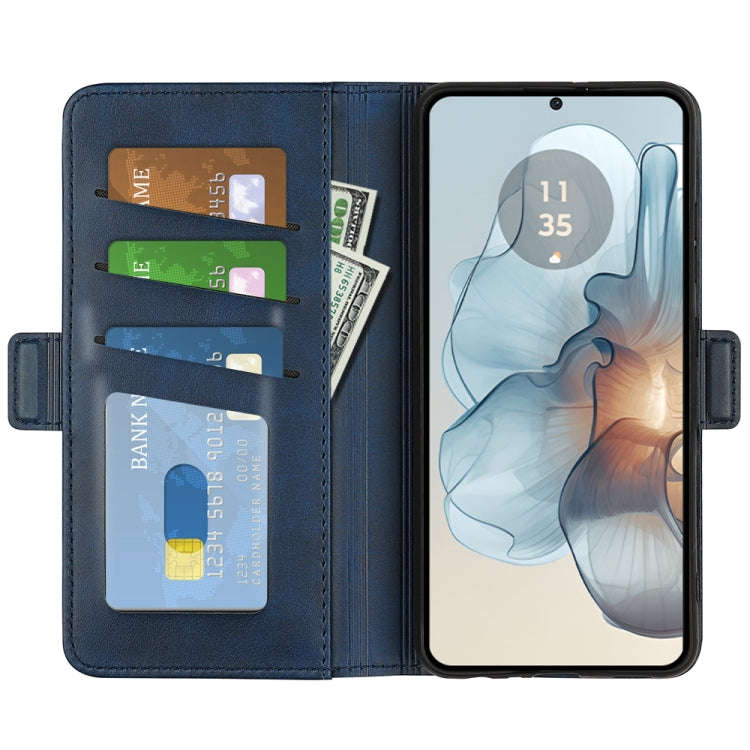For Motorola Moto G24 Power Dual-side Magnetic Buckle Horizontal Flip Leather Phone Case(Dark Blue)