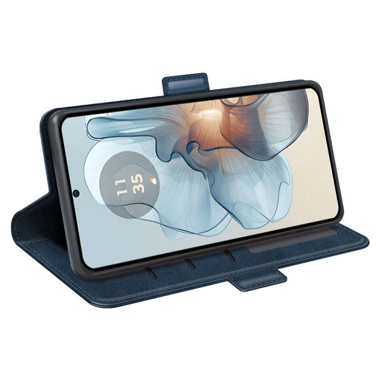 For Motorola Moto G24 Power Dual-side Magnetic Buckle Horizontal Flip Leather Phone Case(Dark Blue)