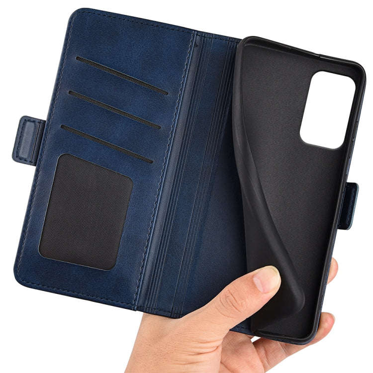 For Motorola Moto G24 Power Dual-side Magnetic Buckle Horizontal Flip Leather Phone Case(Dark Blue)