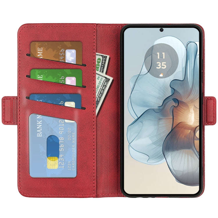For Motorola Moto G24 Power Dual-side Magnetic Buckle Horizontal Flip Leather Phone Case(Red)