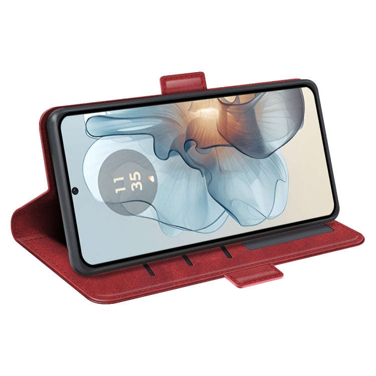 For Motorola Moto G24 Power Dual-side Magnetic Buckle Horizontal Flip Leather Phone Case(Red)