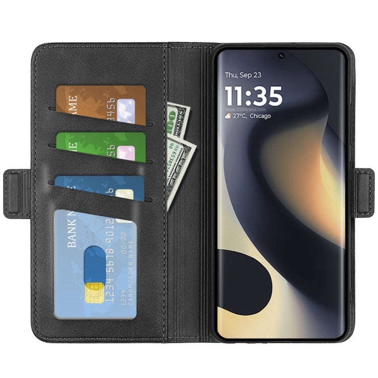 For Motorola Edge 5G 2024 Dual-side Magnetic Buckle Horizontal Flip Leather Phone Case(Black)