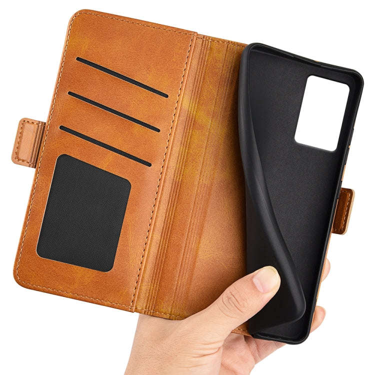 For Motorola Edge 5G 2024 Dual-side Magnetic Buckle Horizontal Flip Leather Phone Case(Yellow)