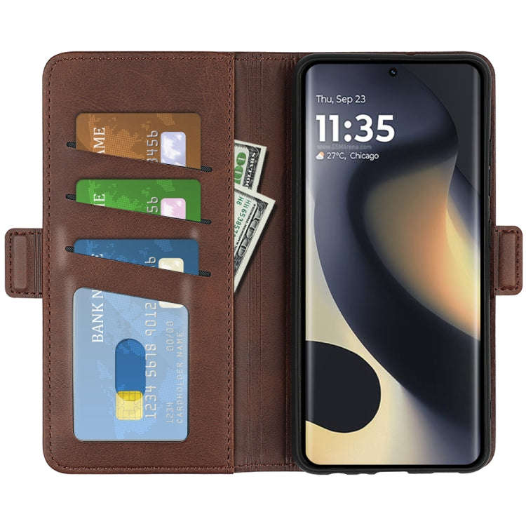For Motorola Edge 5G 2024 Dual-side Magnetic Buckle Horizontal Flip Leather Phone Case(Brown)