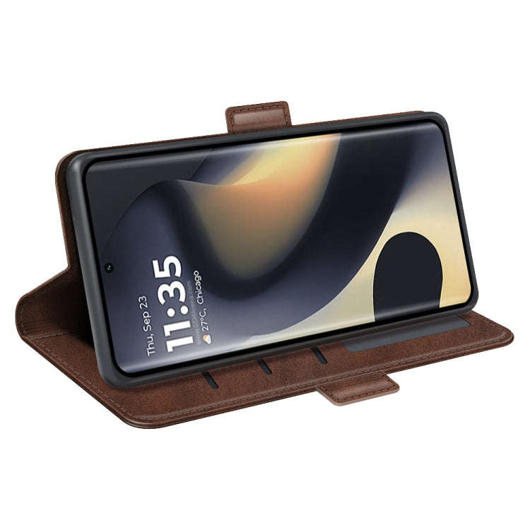 For Motorola Edge 5G 2024 Dual-side Magnetic Buckle Horizontal Flip Leather Phone Case(Brown)