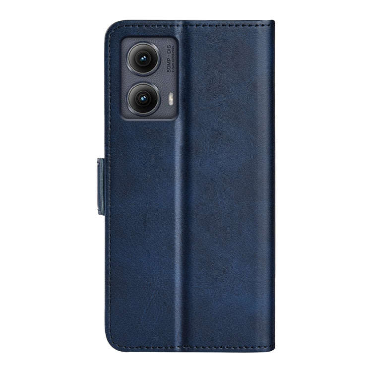 For Motorola Edge 5G 2024 Dual-side Magnetic Buckle Horizontal Flip Leather Phone Case(Dark Blue)