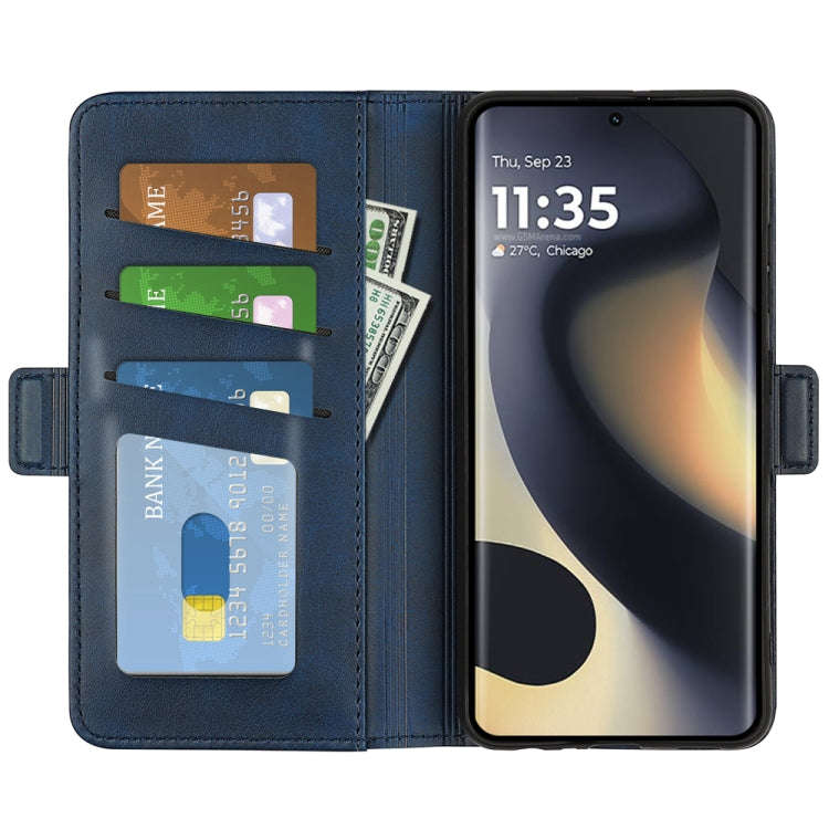 For Motorola Edge 5G 2024 Dual-side Magnetic Buckle Horizontal Flip Leather Phone Case(Dark Blue)