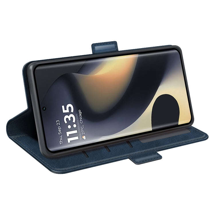 For Motorola Edge 5G 2024 Dual-side Magnetic Buckle Horizontal Flip Leather Phone Case(Dark Blue)