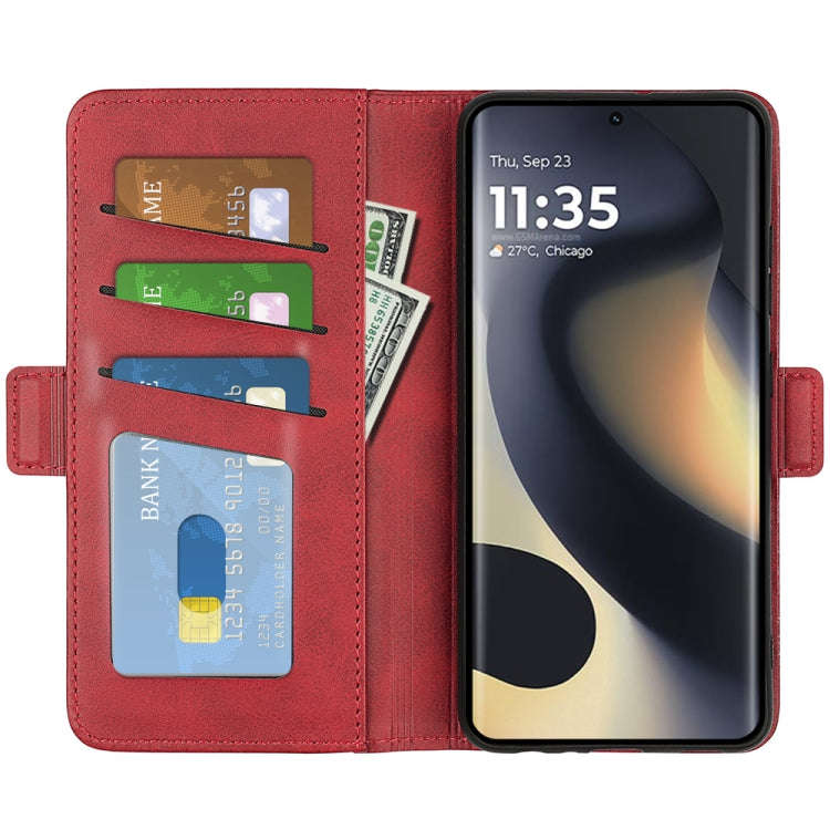 For Motorola Edge 5G 2024 Dual-side Magnetic Buckle Horizontal Flip Leather Phone Case(Red)