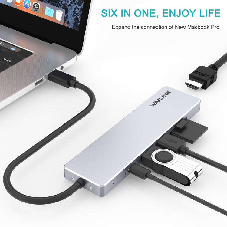 Wavlink UHP3407 Portable Aluminum Dongle 4K HDMI Display Type-C Hub Multiport Adapter