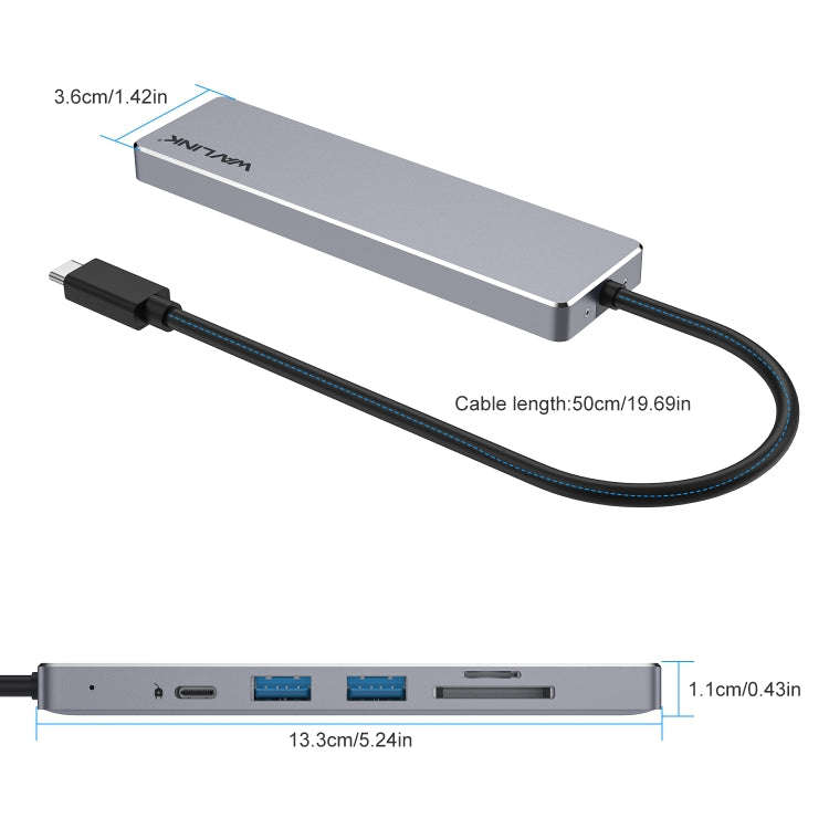 Wavlink UHP3407 Portable Aluminum Dongle 4K HDMI Display Type-C Hub Multiport Adapter