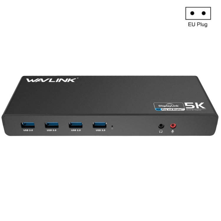 Wavlink UG69DK1 5K Type-C Dual Display USB 3.0 Video Gigabit Ethernet HDMI Docking Station, Plug:...