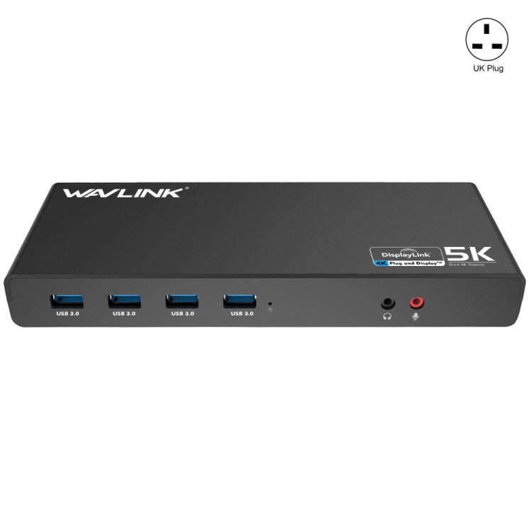 Wavlink UG69DK1 5K Type-C Dual Display USB 3.0 Video Gigabit Ethernet HDMI Docking Station, Plug:...