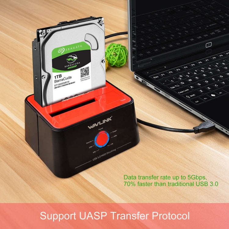 Wavlink ST334U SSD Dual Bay External Hard Drive Docking Station USB 3.0 to SATA I/II/III(UK Plug)