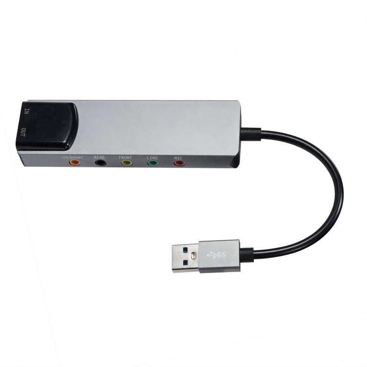 HY-601 6 in 1 USB Multi-Functional Sound Card USB + Audio 3.5 + 7.1CH / OPTICAL(Grey)