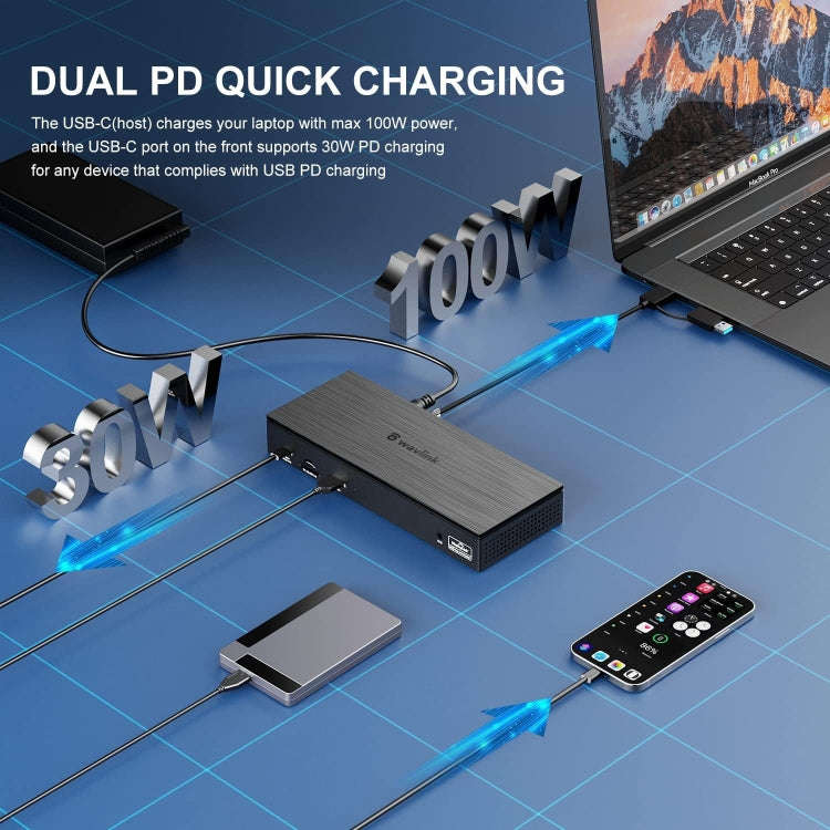Wavlink UG69PD8 100W PD 18 in 1 Type-C Dock Compatible Type-C Universal Docking Station, Plug:AU ...