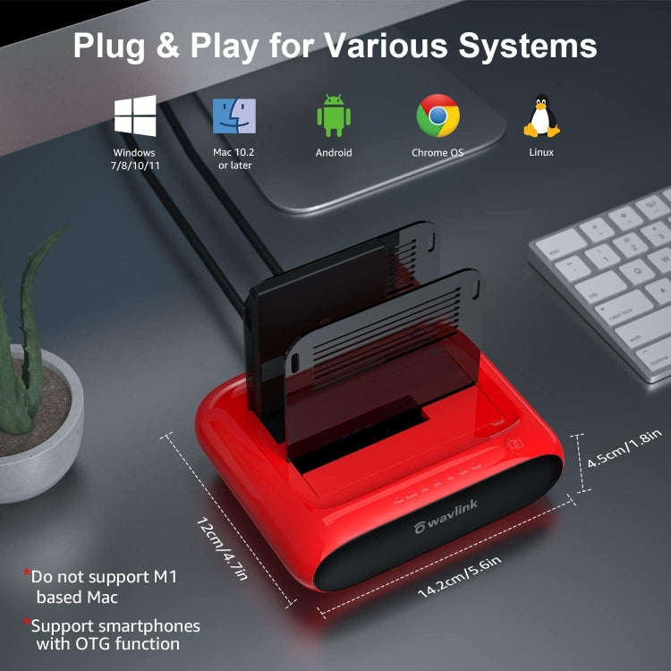 Wavlink ST341U Dual Bay External Hard Drive Docking Station Support Offline Clone Function(EU Plug)