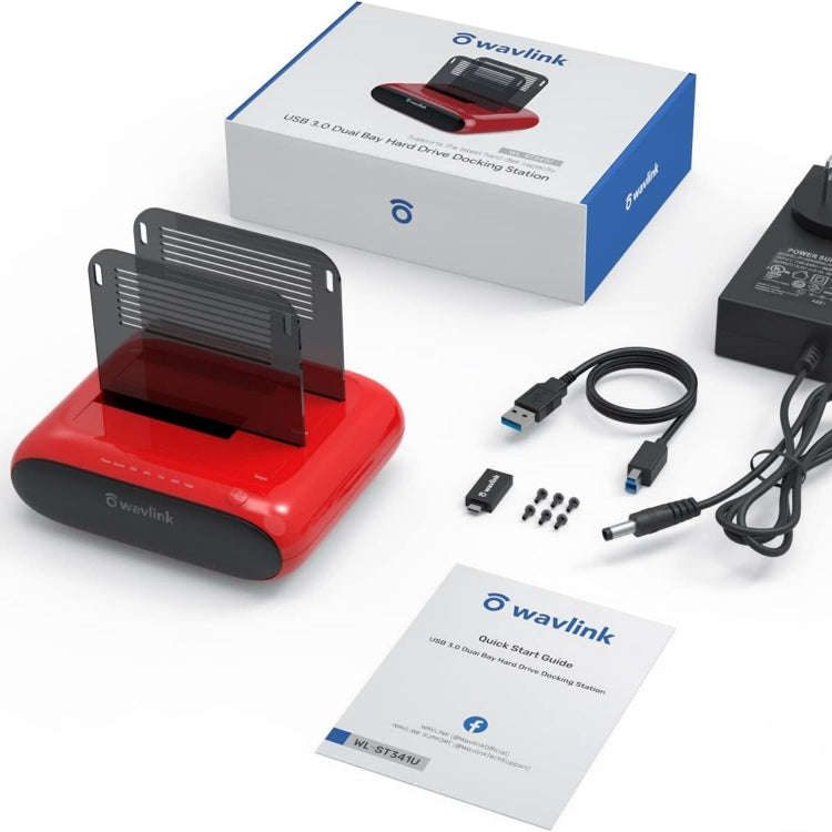 Wavlink ST341U Dual Bay External Hard Drive Docking Station Support Offline Clone Function(EU Plug)