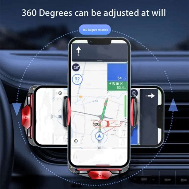 A6 Car Automatic Clamping Phone Holder 15W Magnetic Wireless Charger(Red)