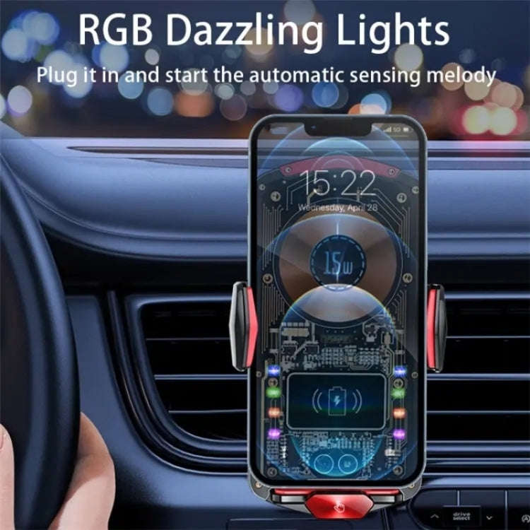 A6 Car Automatic Clamping Phone Holder 15W Magnetic Wireless Charger(Red)