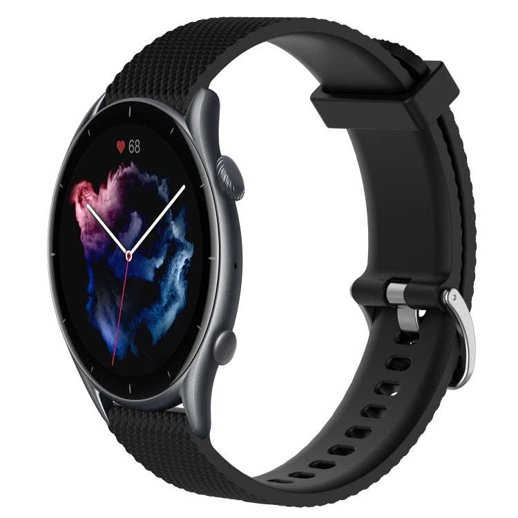For Amazfit GTR 3 Pro 22mm Diamond Textured Silicone Watch Band(Black)