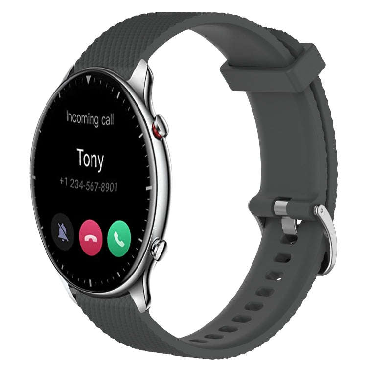 For Amazfit GTR 2 22mm Diamond Textured Silicone Watch Band(Dark Grey)