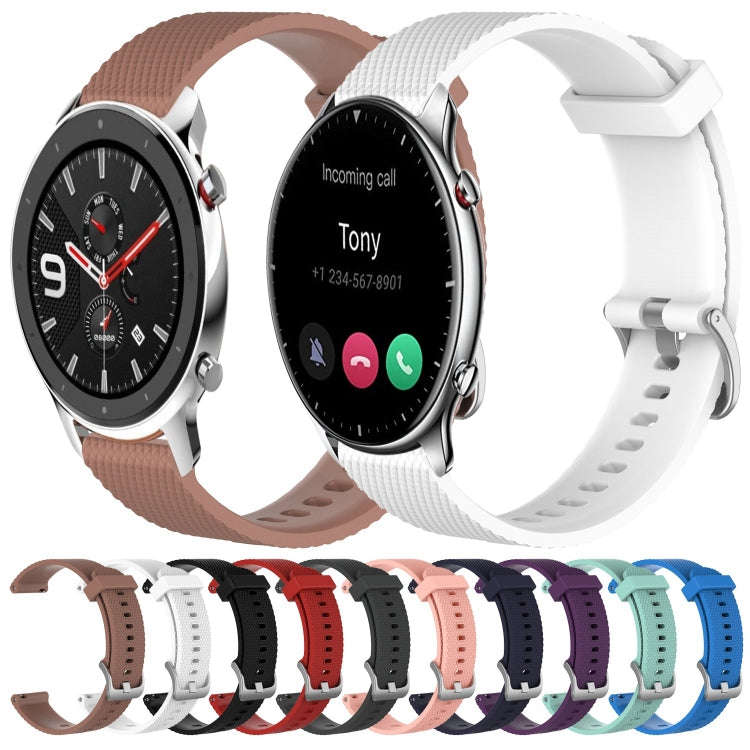 For Amazfit GTR 2e 22mm Diamond Textured Silicone Watch Band(Brown)