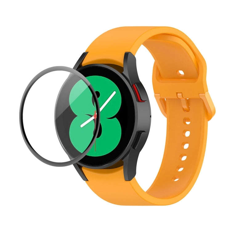 For Samsung Galaxy Watch4 40mm JUNSUNMAY Silicone Adjustable Strap + Full Coverage PMMA Screen Pr...