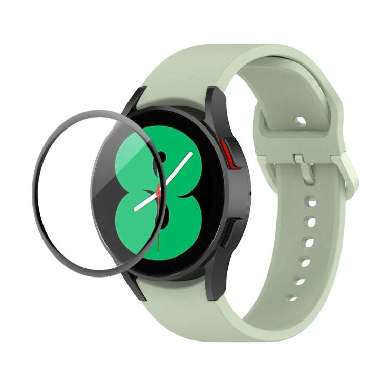 For Samsung Galaxy Watch4 40mm JUNSUNMAY Silicone Adjustable Strap + Full Coverage PMMA Screen Pr...