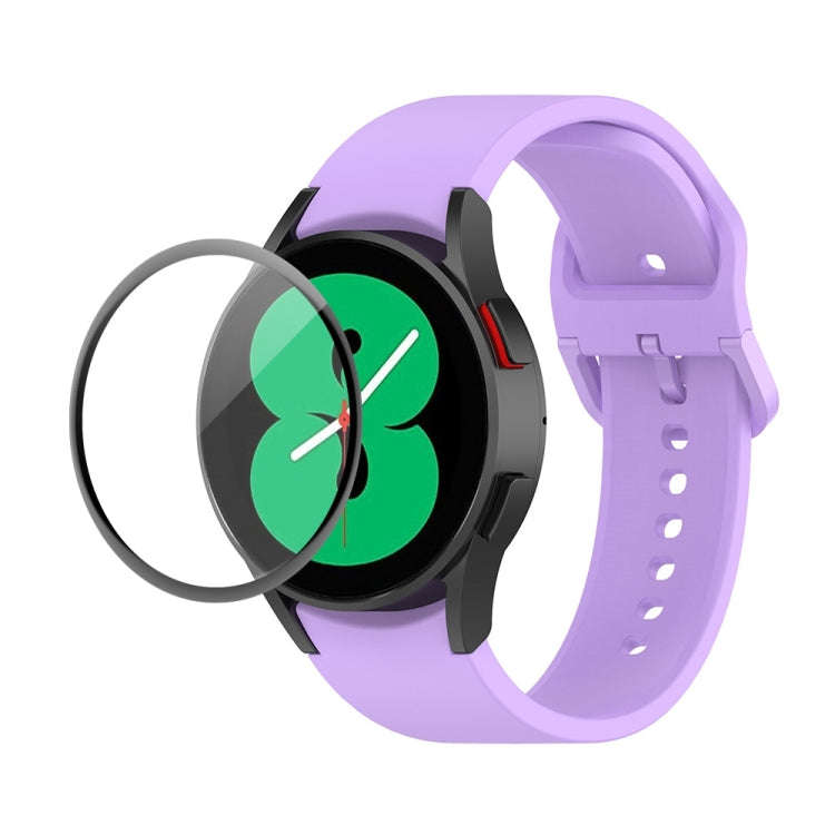 For Samsung Galaxy Watch4 40mm JUNSUNMAY Silicone Adjustable Strap + Full Coverage PMMA Screen Pr...