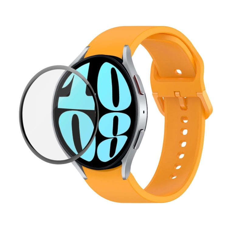 For Samsung Galaxy Watch6 40mm JUNSUNMAY Silicone Adjustable Strap + Full Coverage PMMA Screen Pr...