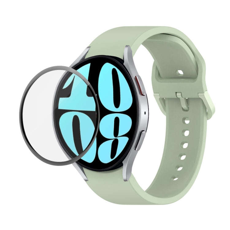For Samsung Galaxy Watch6 40mm JUNSUNMAY Silicone Adjustable Strap + Full Coverage PMMA Screen Pr...