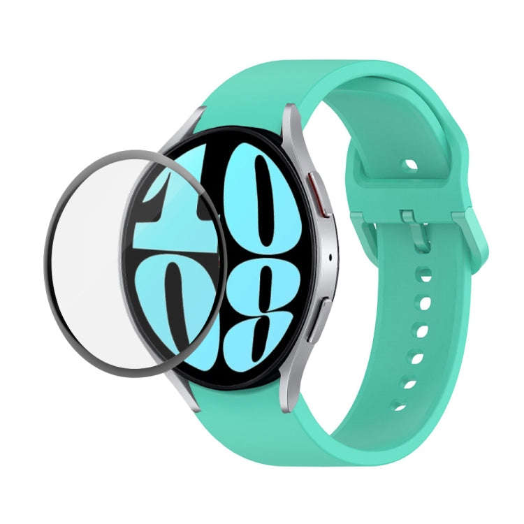 For Samsung Galaxy Watch6 40mm JUNSUNMAY Silicone Adjustable Strap + Full Coverage PMMA Screen Pr...