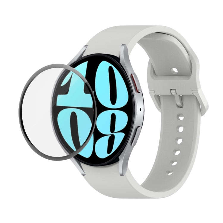 For Samsung Galaxy Watch6 44mm JUNSUNMAY Silicone Adjustable Strap + Full Coverage PMMA Screen Pr...
