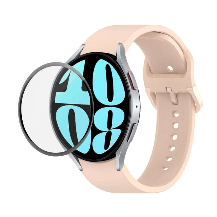 For Samsung Galaxy Watch6 44mm JUNSUNMAY Silicone Adjustable Strap + Full Coverage PMMA Screen Pr...