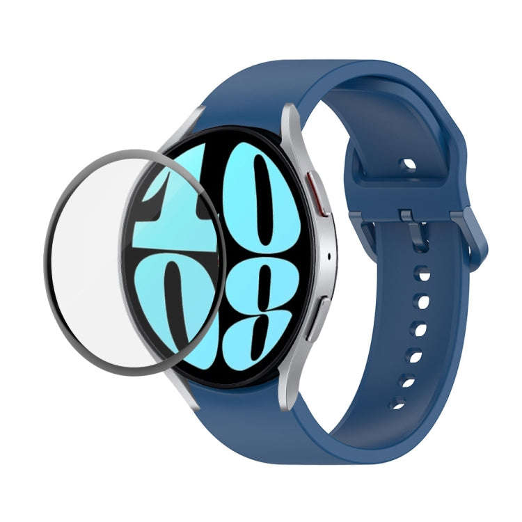 For Samsung Galaxy Watch6 44mm JUNSUNMAY Silicone Adjustable Strap + Full Coverage PMMA Screen Pr...