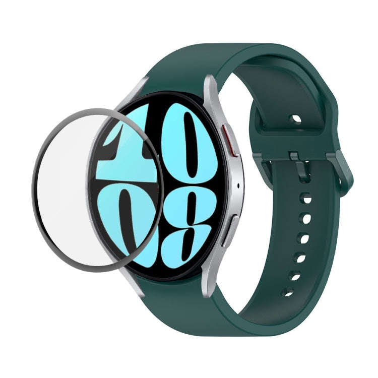 For Samsung Galaxy Watch6 44mm JUNSUNMAY Silicone Adjustable Strap + Full Coverage PMMA Screen Pr...
