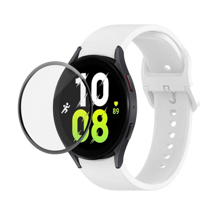 For Samsung Galaxy Watch5 40mm JUNSUNMAY Silicone Adjustable Strap + Full Coverage PMMA Screen Pr...