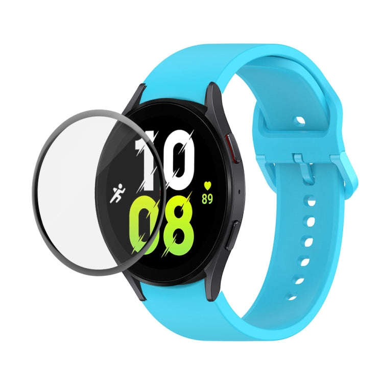 For Samsung Galaxy Watch5 40mm JUNSUNMAY Silicone Adjustable Strap + Full Coverage PMMA Screen Pr...