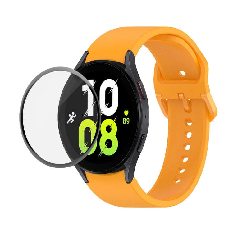 For Samsung Galaxy Watch5 44mm JUNSUNMAY Silicone Adjustable Strap + Full Coverage PMMA Screen Pr...