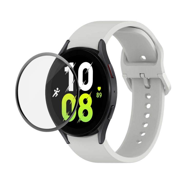 For Samsung Galaxy Watch5 44mm JUNSUNMAY Silicone Adjustable Strap + Full Coverage PMMA Screen Pr...