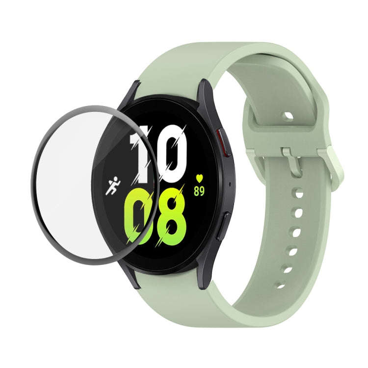 For Samsung Galaxy Watch5 44mm JUNSUNMAY Silicone Adjustable Strap + Full Coverage PMMA Screen Pr...